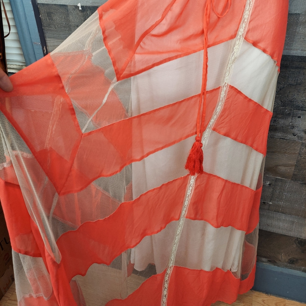 Arden B. Orange and Cream Strapless Maxi Dress - Picture 7 of 12